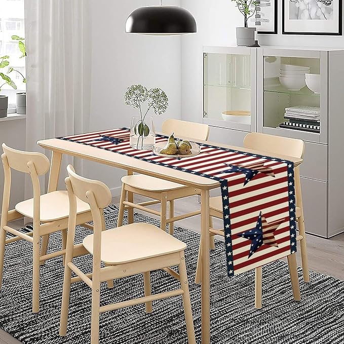 4th of July Table Runner, Patriotic Independence Day American Stars Stripes - Image 3