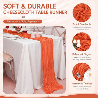 12 Pack Orange Cheesecloth Table Runner 17x108 Inch Boho Rustic Semi Sheer - Image 4