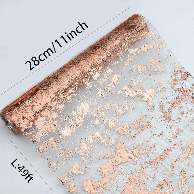 Snowkingdom Rose Gold Table Runner 11 Inch x 49 Feet Glitter Sequin Metallic - Image 4