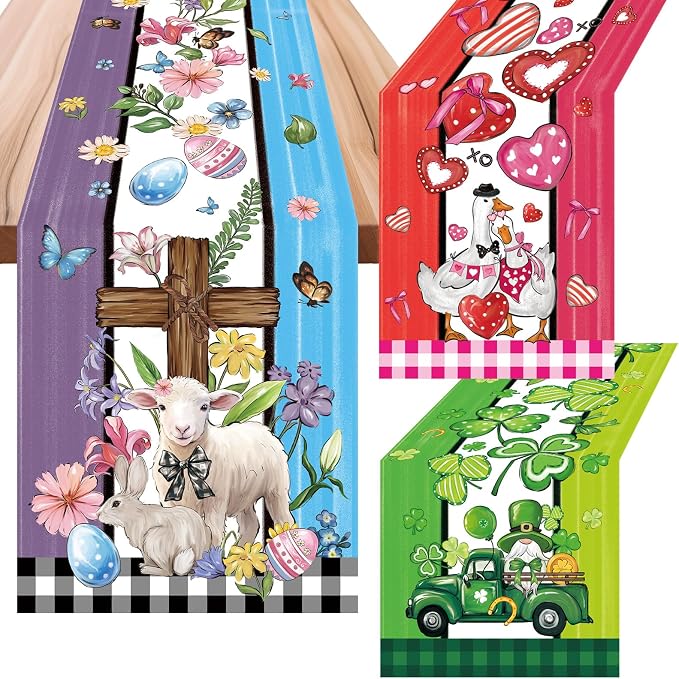 3 Pcs Easter Table Runners Seasonal Farmhouse Table Decor 13x72 Inch St by Unknown