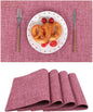 SHACOS Woven Fabric Placemats Set of 4 Heat Resistant Place Mats Non Slip Washable Double Layer Cloth Placemats Reversible Table Mats Kitchen Dining Table Decor (4, Hot Pink)