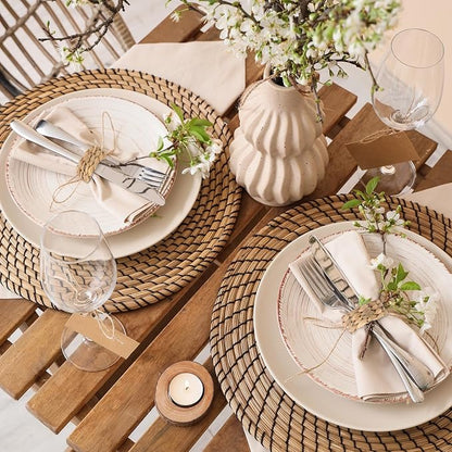 LemonRoad 24 Pcs Wedding Woven Napkin Rings Farmhouse Rustic Boho Napkins Ring - Image 6