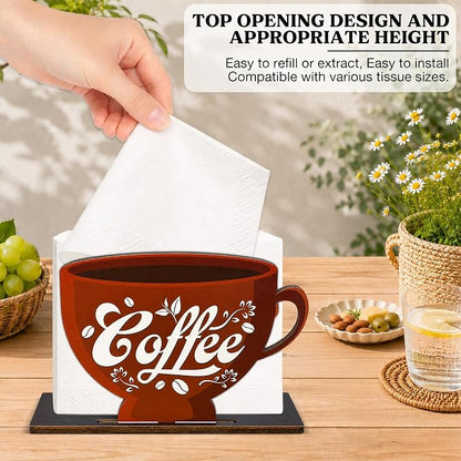 Coffee Cup Decor Wood Napkin Holder - Image 4