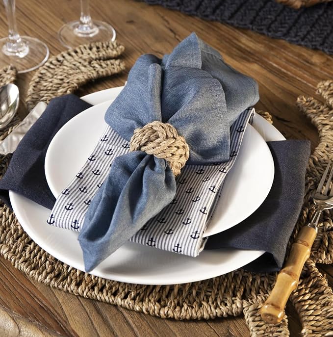 Jute Napkin Rings Set of 4 | Elegant Woven Nautical Napkin Rings | 100% Natural - Image 7