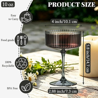 12PCS Plastic Martini Glasses, Unbreakable Reusable Champagne Coupe, Removable - Image 2