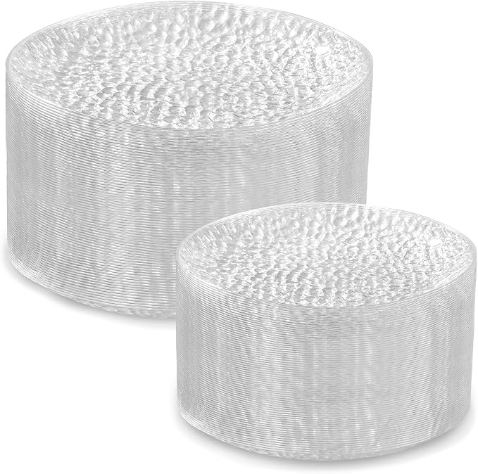 Rubtlamp 100Pcs Clear Plastic Plates, Heavy Duty Party Plates, Hammered by Rubtlamp