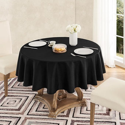 Tablecloth Linen Textured Waterproof & Stain Resistant Table Cloth Wrinkle Free Decorative Fabric Farmhouse Table Cover for Dining/Party/Buffet/Wedding, 60 x 60 Inch, Black