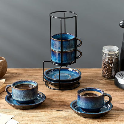 JIEMEI HOME Porcelain Stackable Cappuccino Cups - Image 7