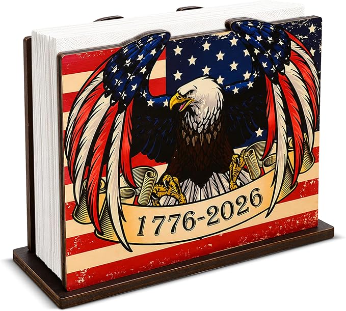 Eagle Independence Day Decor Wood Napkin Holder by Unknown