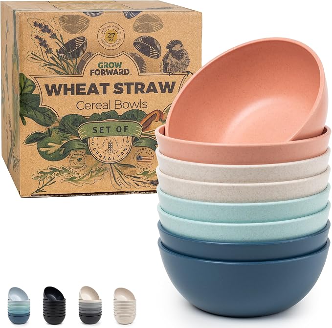 Grow Forward Premium Wheat Straw Bowls Set of 8 by GrowForward