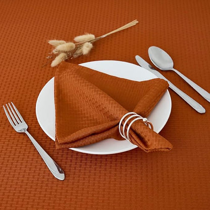 maxmill Fall Cloth Napkins 20 x 20 Inch Weaved Pattern Soft Comfortable and Luxury Serviette for Harvest Thanksgiving Family Dinners Weddings Parties and Banquets Set of 4 Pieces, Rust