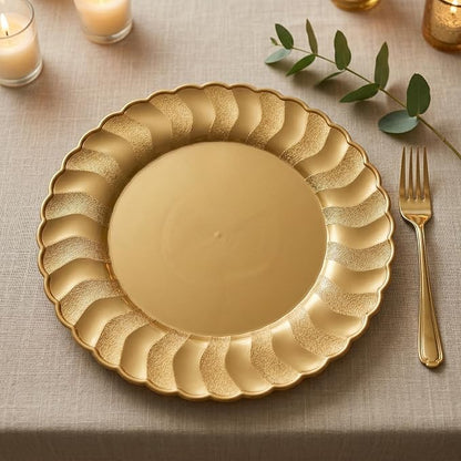 13 Inch Gold Scalloped Charger Plates - Image 5