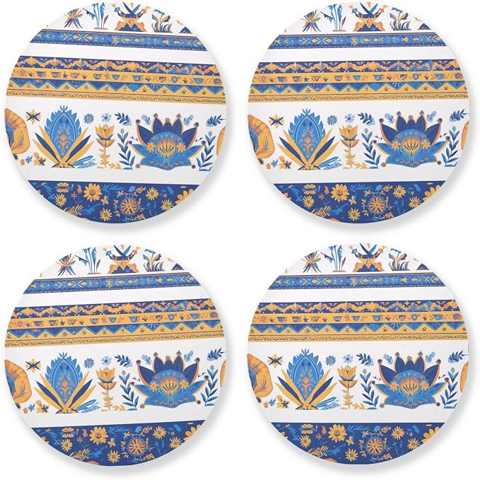 Vector Illustration Ukrainian Folk Pattern 4 Pcs Round Coasters by KLL