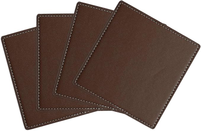 uxcell Square Drink Coasters Set of 4 White Stitched Dual Sided Non-Slip by uxcell