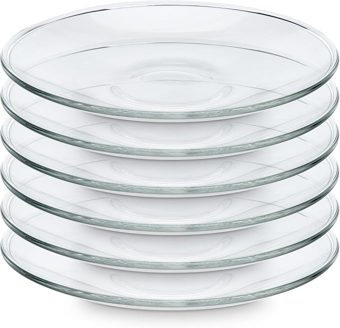 Teabloom Clear Glass Saucers Set of 6 – 5.3 Inch Borosilicate Glass Cup Saucers by Teabloom