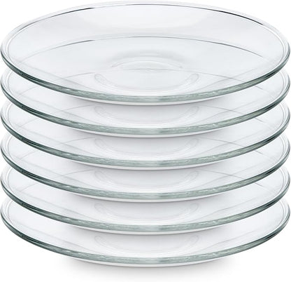 Teabloom Clear Glass Saucers Set of 6 – 5.3 Inch Borosilicate Glass Cup Saucers by Teabloom