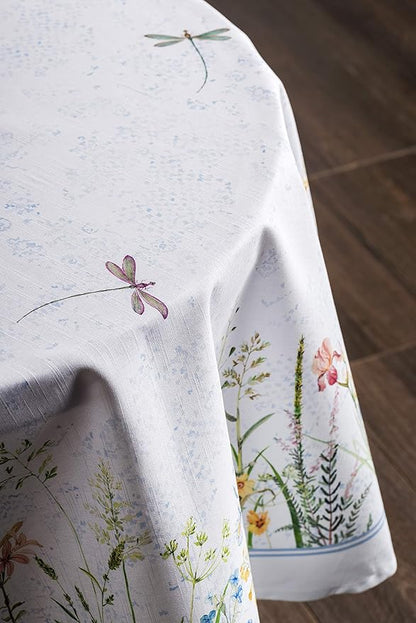 Maison d' Hermine Table Cloth Round Table 100% Cotton 69 Round Inches Tablecloth Reusable Decorative for Dining Room Farmhouse Home Valentines Day Decorations Spring Summer - Fleurs De Mai