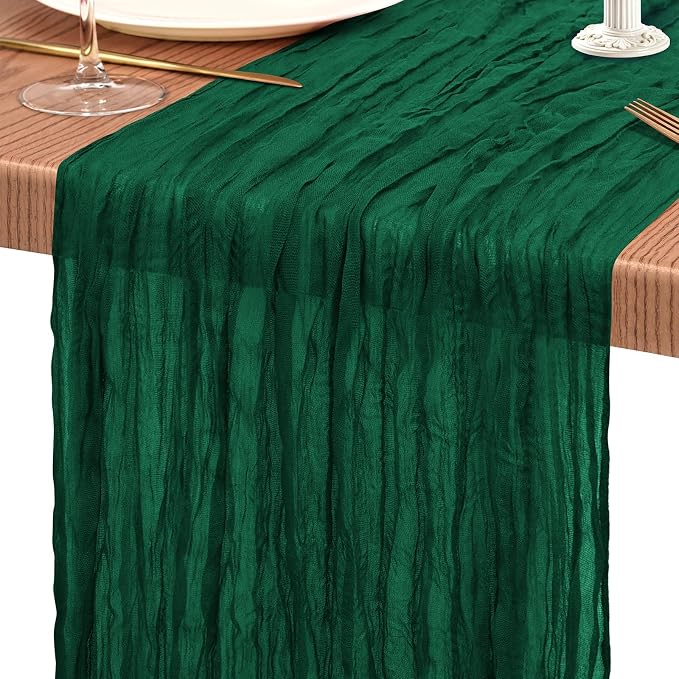 30 Pack Cheesecloth Table Runner 10FT Emerald Green Table Runner Boho Gauze - Image 9