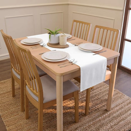 Encasa XO Table Runner, Cotton Canvas Dining Runner 13"x72" | White, 180 GSM - Image 2