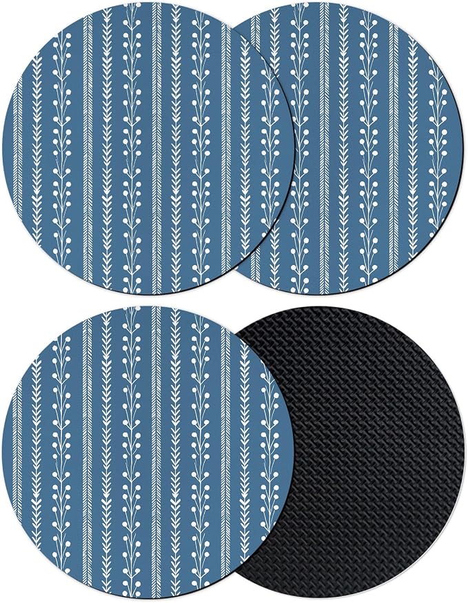 Blue Striped Coasters Set of 4, Absorbent Coasters by Unknown