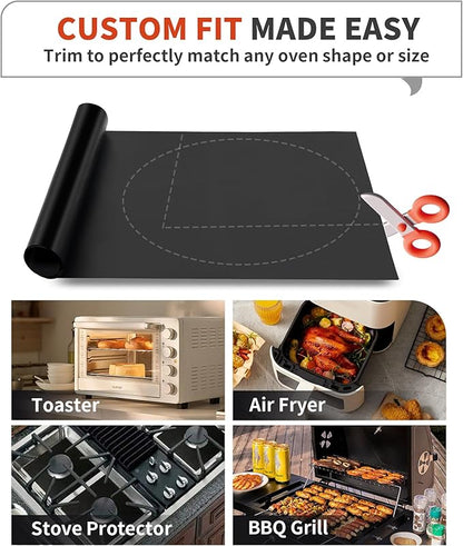 5 Pack Oven Liners for Bottom of Oven, 17x25" Large Heavy Duty Non-Stick Reusable Oven Mat for Electric, Gas, Toaster & Convection Ovens - BPA & PFOA Free, Dishwasher Safe, Kitchen Essentials, Black