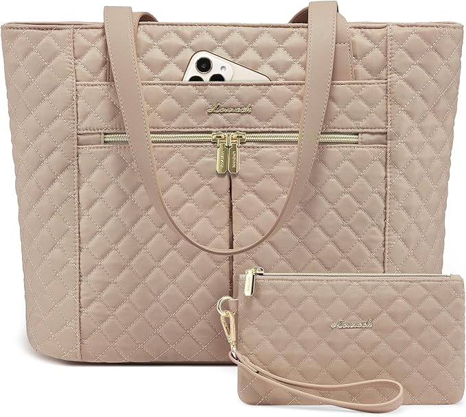 LOVEVOOK Laptop Bag for Women 15.6 inch, Diamond Quilted Work Tote Bags Womens by LOVEVOOK
