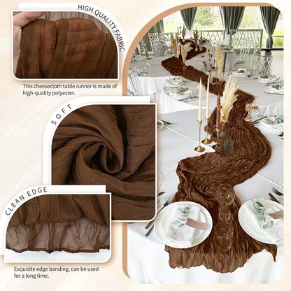 18 Pack Cheesecloth Table Runner 10FT Brown Table Runner Boho Gauze Cheese - Image 3