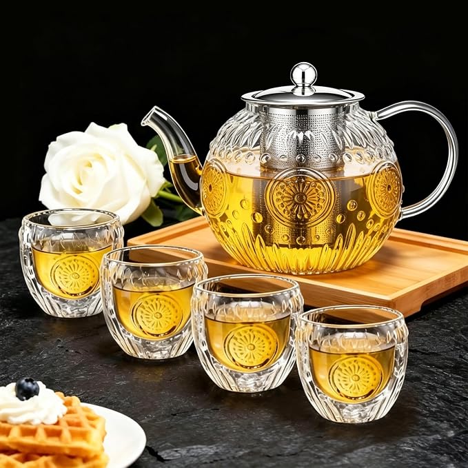 Amzcku 50OZ/1500ml Vintage Glass Teapot Set - Image 9