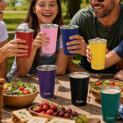 16 oz Stainless Steel Cups, Metal Drinking Glasses - Image 8