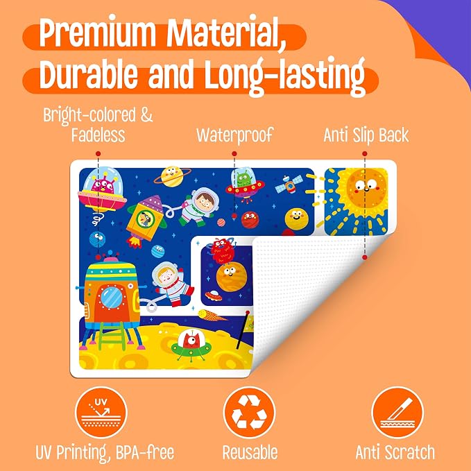 6 Pack Placemats for Kids, Non-Slip Washable, Reusable Animals, Ocean Themed - Image 4