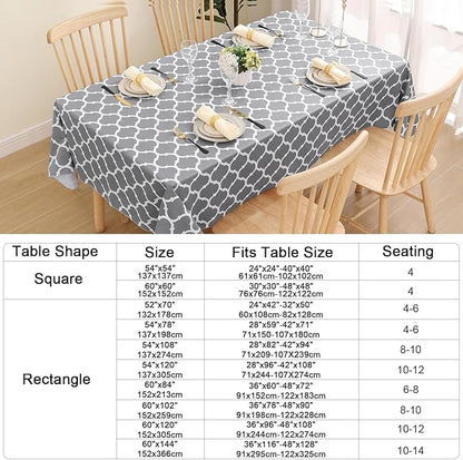 Smiry Rectangle Table Cloth, Waterproof Vinyl Tablecloths with Flannel Backing for Rectangle Tables, Wipeable Spillproof Plastic Tablecloth for Dining, Camping, Indoor and Outdoor (54"x78", Grey)