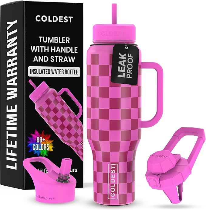 Coldest Tumbler with Handle and Straw, 100% Leak Proof Insulated Tumbler with by Coldest