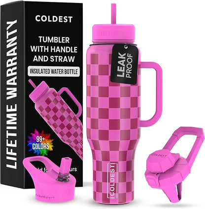 Coldest Tumbler with Handle and Straw, 100% Leak Proof Insulated Tumbler with by Coldest