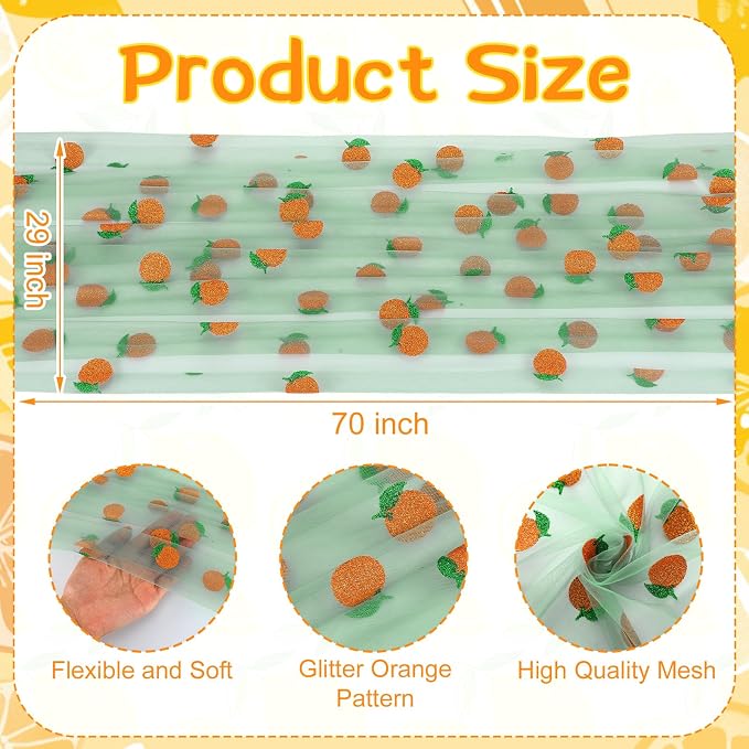 4 Pcs Orange Citrus Table Runners 29 x 70 Inch Glitter Fruit Orange Tangerine - Image 3