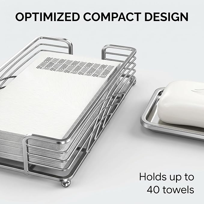 Guest Towel Holder Tray for Bathroom Countertop, Powder Room & Vanity Use - Image 3