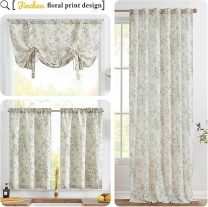 jinchan Green Floral Linen Table Runner 13 x 90 Inch Farmhouse | Rustic - Image 9