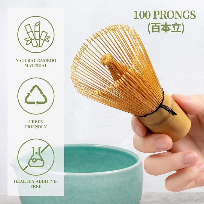 YIBO Matcha Whisk Set, Matcha Kit Bamboo Whisk and Ceramic Bowl - Image 2
