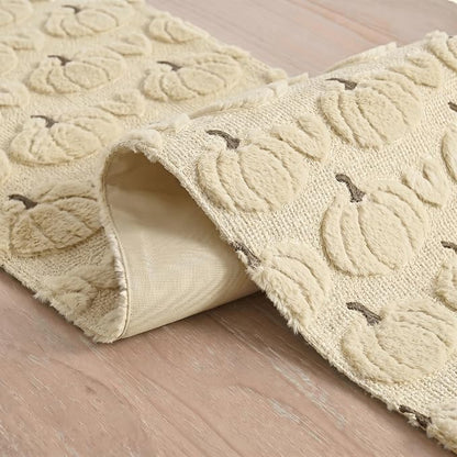 Artoid Mode Beige Soft Faux Fur Fall Table Runner 13x48 Inch | Seasonal Kitchen - Image 6