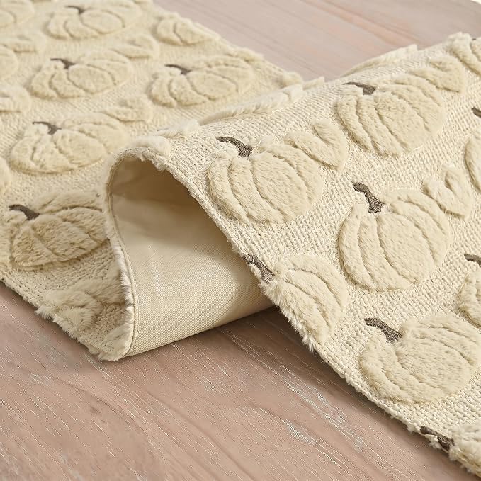 Artoid Mode Beige Soft Faux Fur Fall Table Runner 13x120 Inch | Seasonal - Image 6