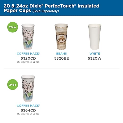 Dixie PerfecTouch 20 oz Paper Coffee Cups By GP PRO, Coffee Haze Design - Image 3