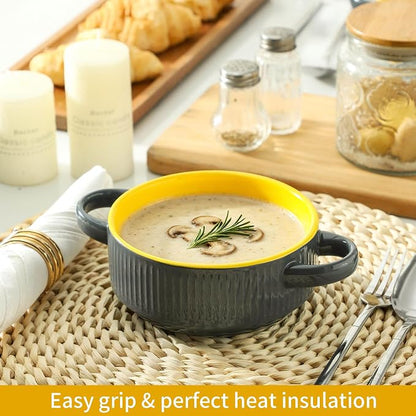 Soup Bowls with Handles, 23 oz French Onion Soup Crocks, Stackable Soup Bowl - Image 4