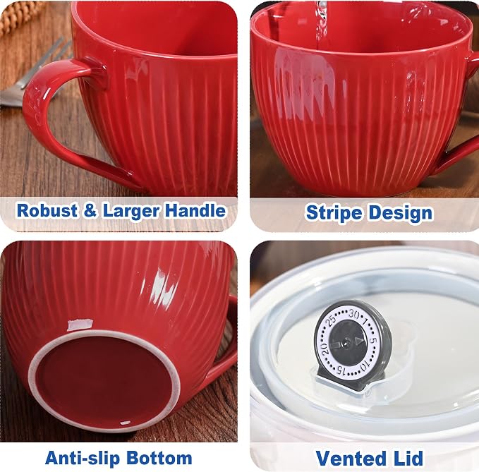 24oz Soup Mug with Handle & Lid, Microwave Soup Bowl/Cup, Ice Cream and - Image 4