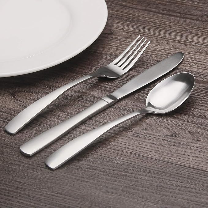 Matte Silverware Set, Bysta 20-Piece Stainless Steel Flatware Set, Kitchen - Image 5