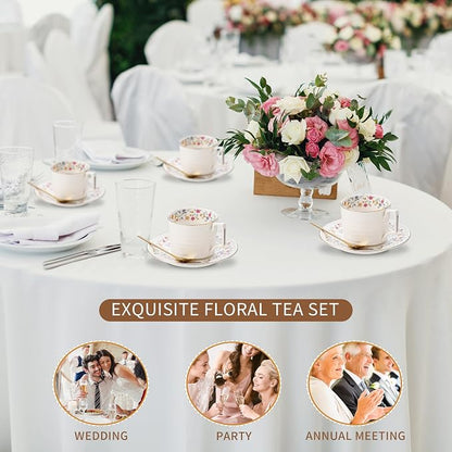 Country Roses Porcelain Tea Cup and Saucer Set - Image 7
