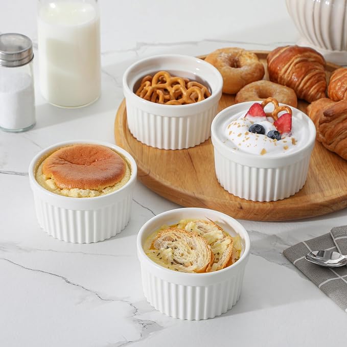 MALACASA Ramekins 8 oz Oven Safe, Porcelain Creme Brulee Ramekins Pudding - Image 6