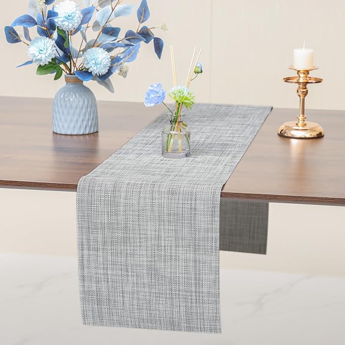 Myir JUN Light Gray Table Runner Home Decor Dining Table Runners | Vinyl Table - Image 2