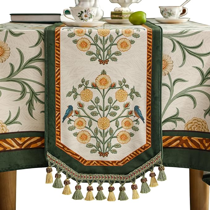 Patdrea Designer Vintage French Velvet Table Runner, Thanksgiving Dining Table by patdrea