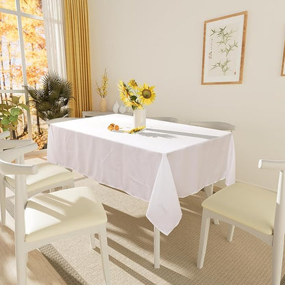 Smiry Rectangle Table Cloth, Waterproof Anti-Scratch Polyester Tablecloth, Decorative Washable Fabric Table Cover for Dining, Buffet, Parties and Outdoor, 60x120, White