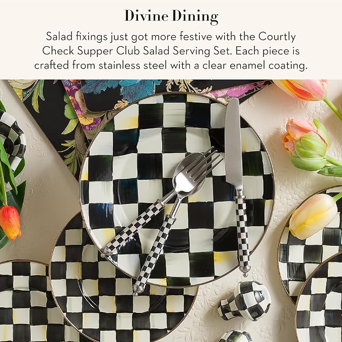MACKENZIE-CHILDS Supper Club Salad Serving Set, Fork and Spoon Salad Servers - Image 2