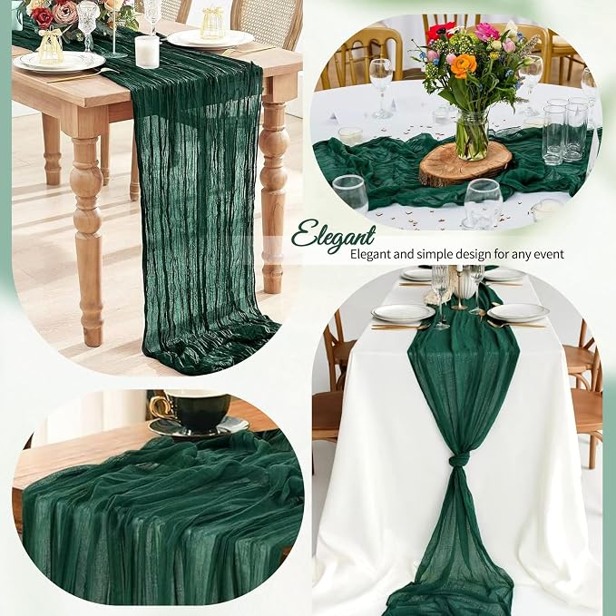 12 Pack Dark Green Cheesecloth Table Runner 10Ft, Christmas Table Runner 21.5 X - Image 6